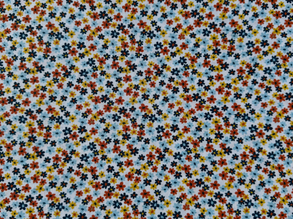 Baumwoll-Stoff Blumen Weiß Bunt Nr 4878